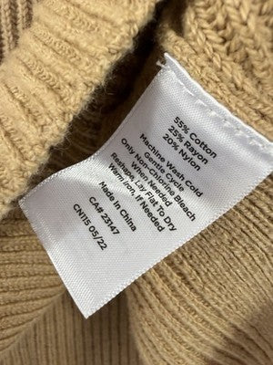 Talbots Sweater Vest Medium Beige V Neck Sleeveless Button Side