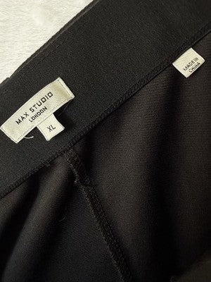 Max Studio Cropped Wide Leg Pants XL Black Pull On Womens