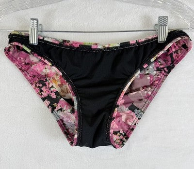 Venus Bikini Set Small Top 6 Bottom Halter Black Pink Floral Swimwear Womens