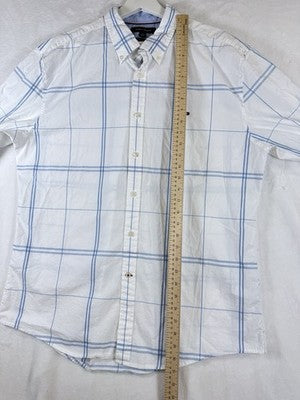 Tommy Hilfiger Button Down Shirt Men XL White Blue Mens Long Sleeve Custom Fit
