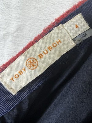 Tory Burch Cheval Wool Blend Plaid Wrap Mini Skirt 4 Geometric Leather Trim