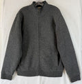 LL Bean Sweater Jacket Medium Mens Gray Lambs Wool Sherpa Fleece Lined Full Zip