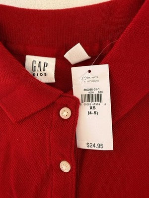 Gap Kids Girls XS 4-5 Lot Polo Dress Red Blue Short Sleeve New NWT