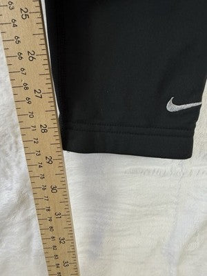 Nike Pro Fleece Lined Leggings XL Womens Black Warm Dry Fit Fold Over Waistband