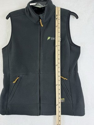 LL Bean Fleece Vest Thomas College Womens Small Gray Jacket Full Zip New NWT