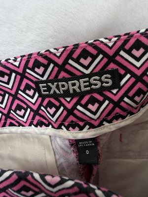 Express Shorts 0 Womens Pink Side Zip Cotton Stretch