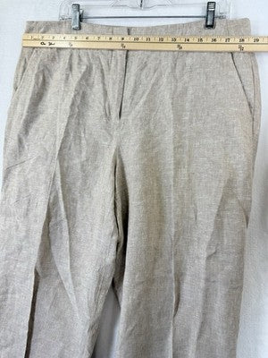 Talbots Southampton Pants 16 100% Linen Beige Straight Leg Womens