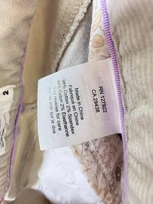 Mountain Khakis Slim Fit Corduroy Pants 2 Womens Ivory