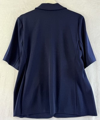 Susan Graver Large Cardigan Blazer Navy Blue Short Sleeve Womens
