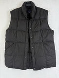 Lands End Puffer Vest Mens Small Black Down Snap Front Pockets