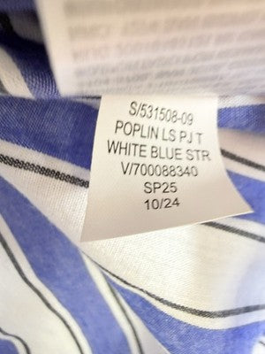 Gap Body Pajama Shirt Medium Petite Top Long Sleeve Poplin PJ Blue Top New