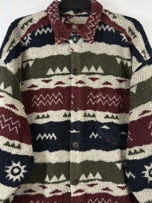 True Grit Men XXL Southwestern Aztec Sherpa Fleece Shirt Made USA Jacket Shacket