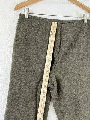 J Crew Pants 12 Petite High Rise Green Wool Tweed Straight Leg Lined Womens