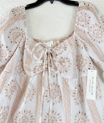 Kirious LA Top Medium Cottagecore Milkmaid Fairycore Whimsical Women Pink New