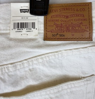 Levis 501 ‘90s Womens Jeans 30 30x32 White Ivory Button Fly Original New