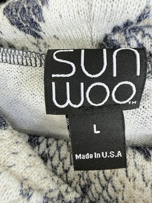 Clara Sun Woo Top Large Sweater Cowl Neck Cozy Texture Python Long Sleeve Womens