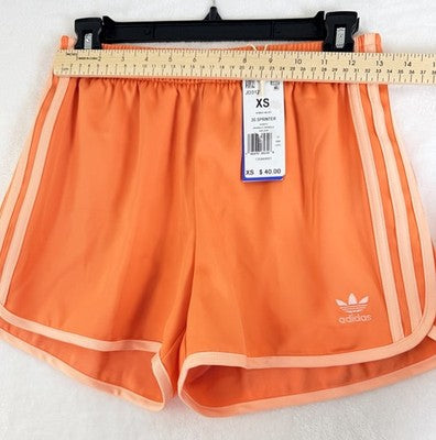 Adidas Sprinter Shorts Women XS Orange Adicolor Classics 3 Stripes New NWT