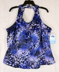 Swimsuits For All 26 Tankini Top Plus Size High Neck Purple Floral New NWT