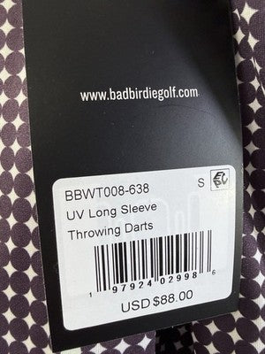 Bad Birdie Womens Small Golf Top UV Long Sleeve Shirt Throwing Darts New NWT $88