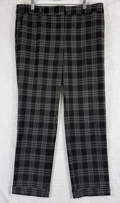 Ann Taylor Loft The Devin Slim Pants 10 Black Gray Plaid Womens