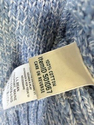 LL Bean Sweater Womens Medium Cotton Ragg Sweater Funnelneck Pullover Blue