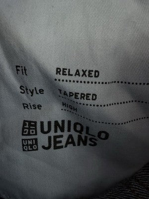 Uniqlo Jeans Womens 10 Relaxed Fit Tapered High Rise Dark Blue Denim