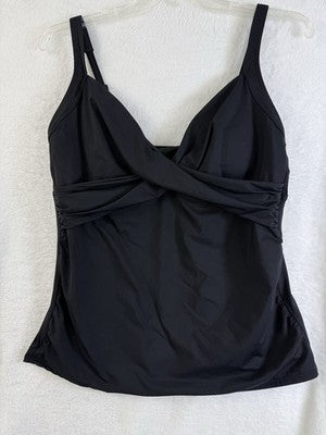 Lands End Tankini Top 16 Black Sweetheart Wrap Underwire Womens Swim Swimwear