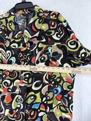 RQT Jacket XL Linen Blend Artsy Cruise Wear Wood Button