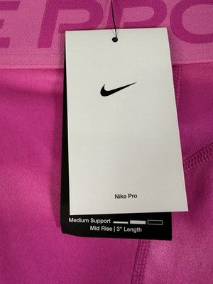 Nike Women's Pro Shorts XS Pink Mid Rise 3" Workout Gym New NWT