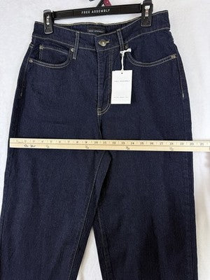 Free Assembly Jeans Womens 4 Barrel Leg Dark Blue Rinse High Rise NWT New