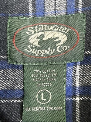 Stillwater Supply Co Flannel Shirt Mens Large Blue Plaid Long Sleeve Button Down