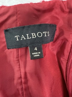Talbots Skirt Size 4 Red White Floral Crochet Pencil Knee Length Red White