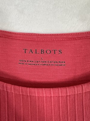 Talbots Large Tops Pima Cotton 3/4 Sleeve Red Womens Knit Textured Top