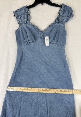 Gap Denim Maxi Dress XS Sweetheart Neckline Blue Long Womens Sleeveless New NWT