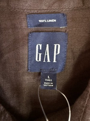 Gap 100% Linen Shirt Large Tall Womens Long Sleeve Brown Button Up Top New NWT