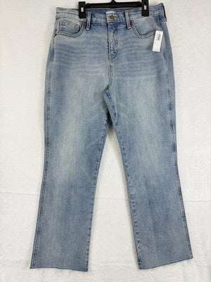 Old Navy Jeans 8 Crop Flare Blue Raw Hem Womens New
