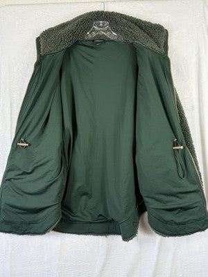 Summer Salt Sherpa Jacket Large Women Olive Green Deep Pile Full Zip Summersalt