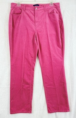Talbots Velvet Straight Leg Pants 16 Petite Curvy Pink High Waist Women 16P