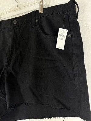 Gap Mid Rise UltraSoft Denim Cutoff Shorts Women 34 18 Black Relaxed 4” New NWT