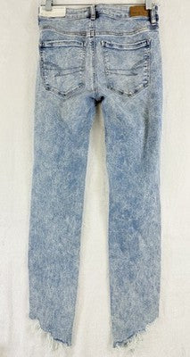 American Eagle High Rise Jegging Crop 2 Long Distressed Cloud Wash Blue New NWT