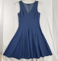 Peter Som Design Nation Dress 6 Blue Ponte Knit Striped Fit Flare Sleeveless
