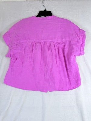 Gap Cotton Gauze Dolman Shirt Medium Womens Top Pink Button Up Short Sleeve New