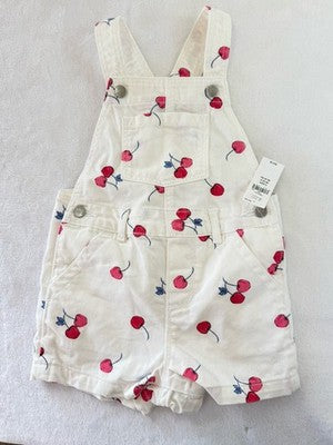 Baby Gap 4 Years Girls New Shortalls Cherry Print Girls Denim Overalls New NWT