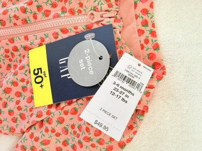 Baby Gap Rash Guard Swim Set 3-6 Months Swimsuit Pink Floral Long Sleeve New NWT