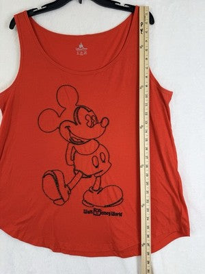 Disney Parks Top XL Womens Mickey Mouse Embroidered Walt Disney World Shirt Red