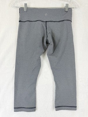Lululemon Wunder Under Crop II Leggings 6 Womens Workout Blue Gingham