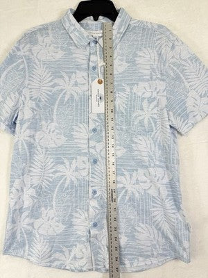 Vintage Summer Shirt Medium Men’s Blue Floral Button Up Lightweight NWT
