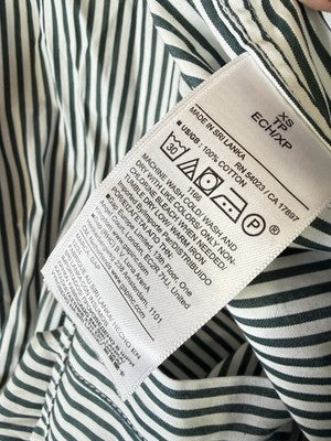 Gap Mens Shirt XS Button Up Cotton Poplin Classic Green White Striped Button New