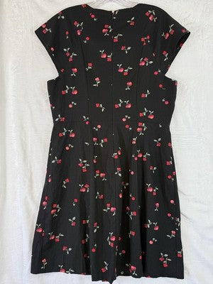 Gap Mini Dress Large Tall Black Cherries Print Cap Sleeve New NWT