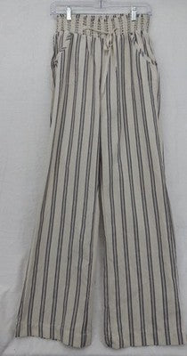 Ci Sono Pants Medium Pull On Straight Leg Lightweight Cotton Blend Ivory Gray